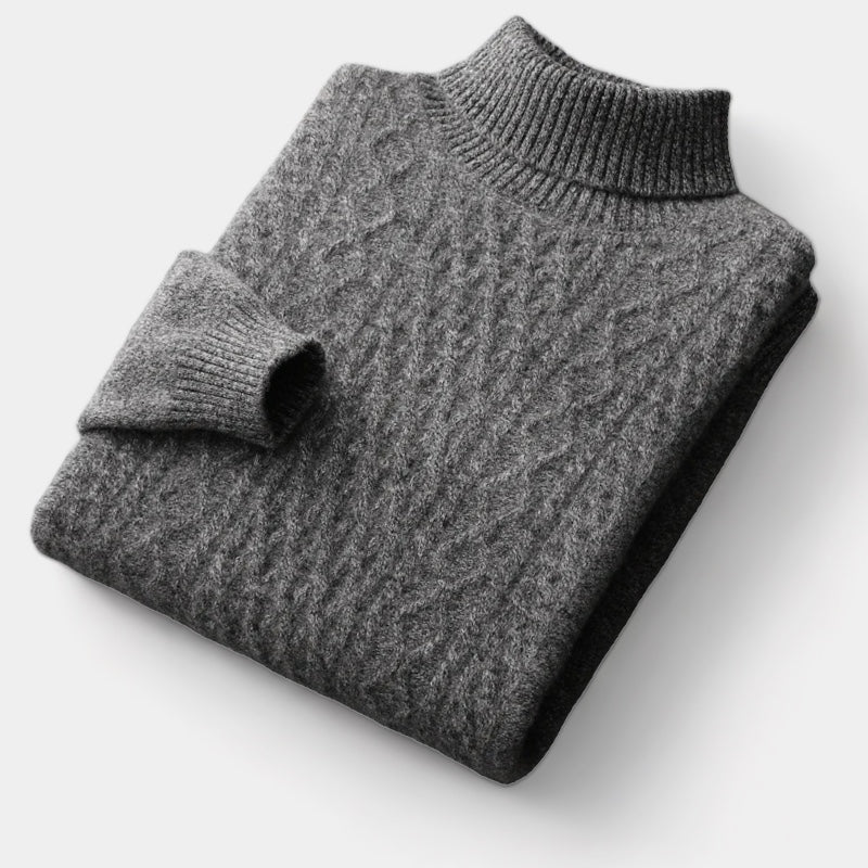 OLD MONEY Merino Wool Knitted Turtleneck Sweater