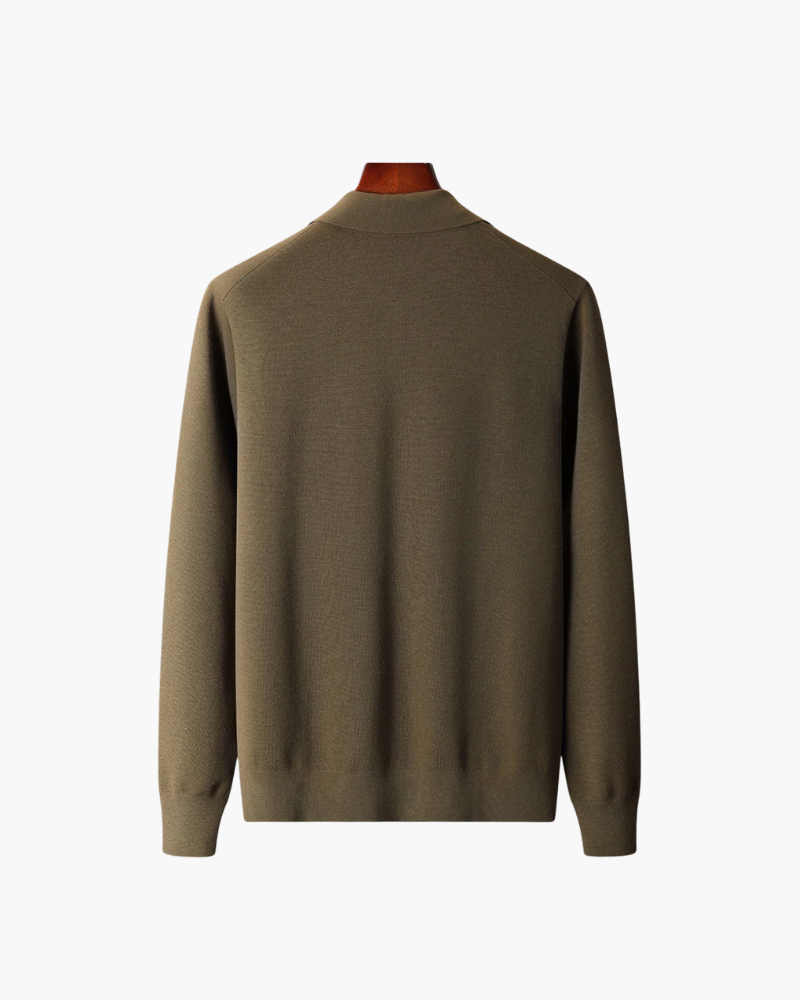 OLD MONEY MERINO WOOL ZIP CARDIGAN