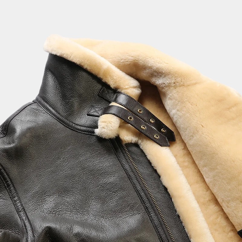 OLD MONEY Leather Aviator Coat