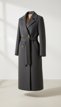 Structured Wool Overcoat in Navy Herringbone
