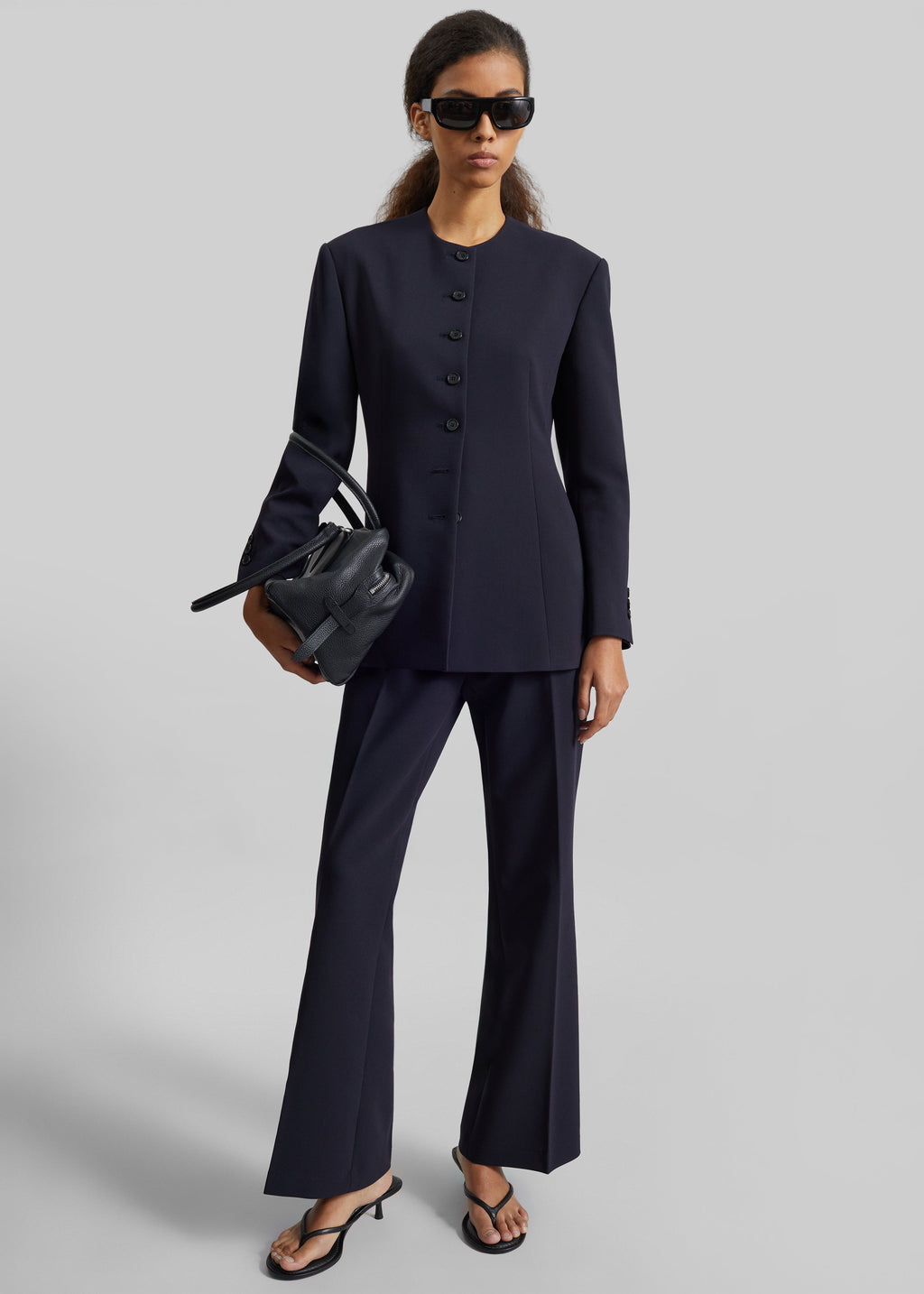 Chesnay Collarless Blazer - Navy