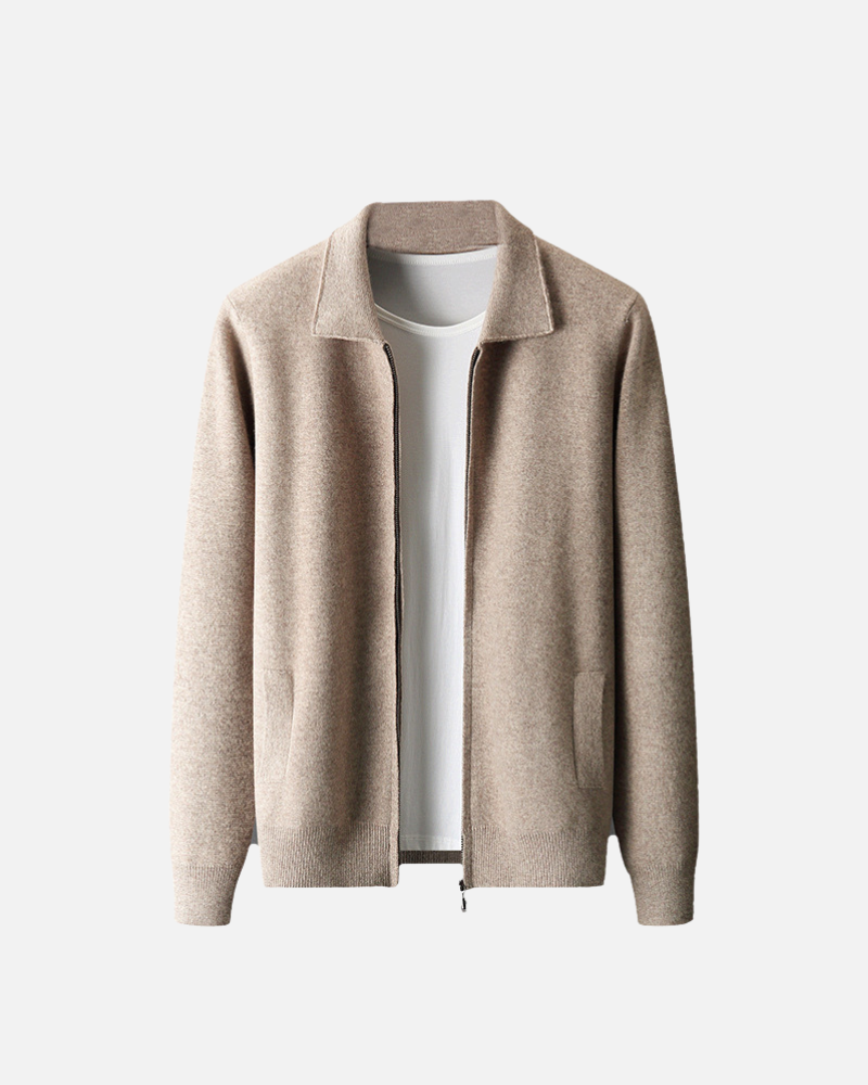 OLD MONEY MERINO WOOL ZIP CARDIGAN