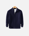 OLD MONEY HALF-ZIP CABLE SWEATER - 100% COTTON