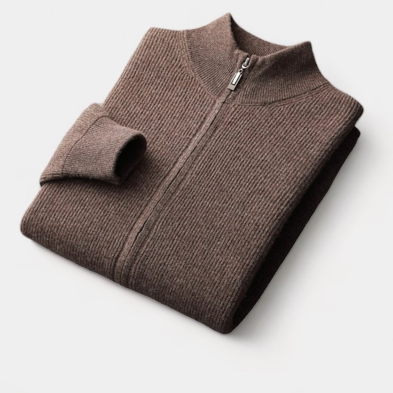 OLD MONEY MERINO WOOL ZIP SWEATER