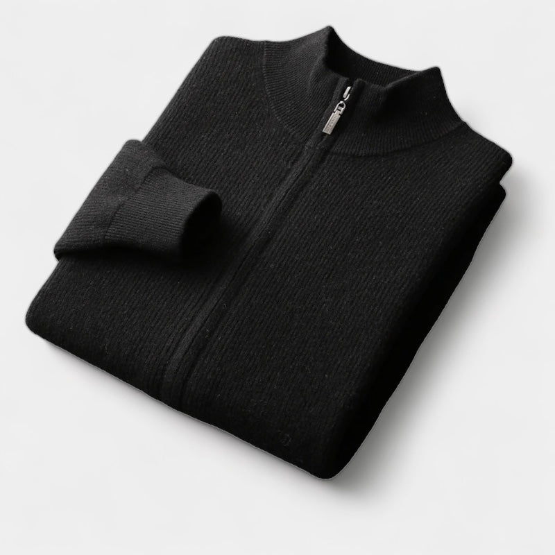 OLD MONEY MERINO WOOL ZIP SWEATER
