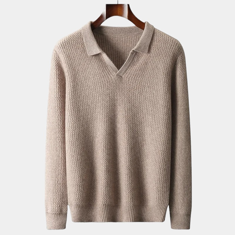OLD MONEY Merino Wool Flap Collar Sweater