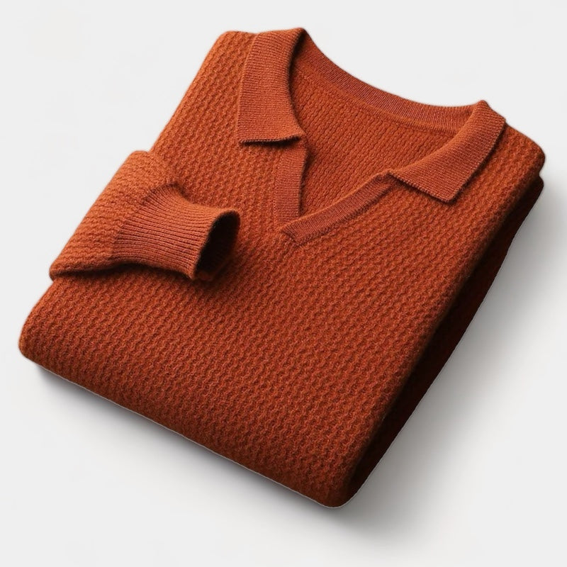 OLD MONEY Merino Wool Flap Collar Sweater