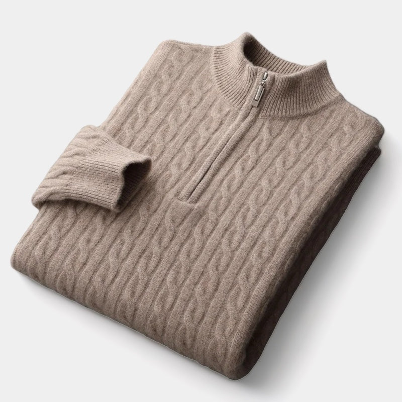 OLD MONEY Merino Wool Knitted Quarter-Zip Sweater