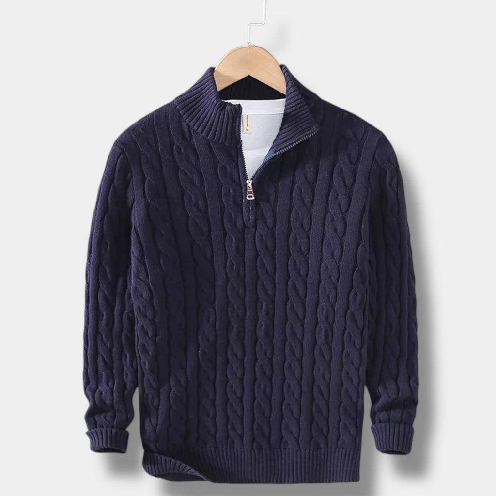 OLD MONEY Jacquard Mock Neck Sweater