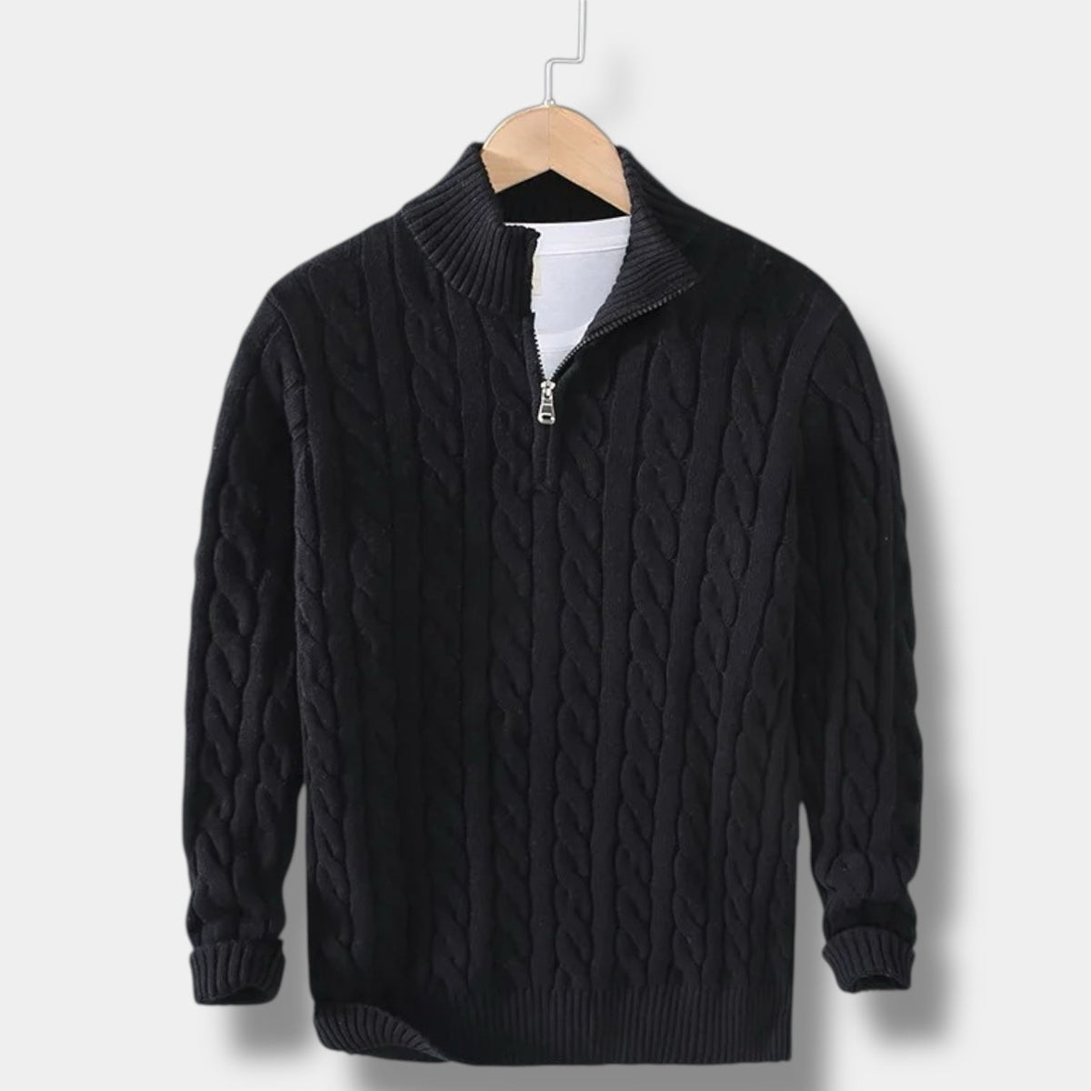 OLD MONEY Jacquard Mock Neck Sweater