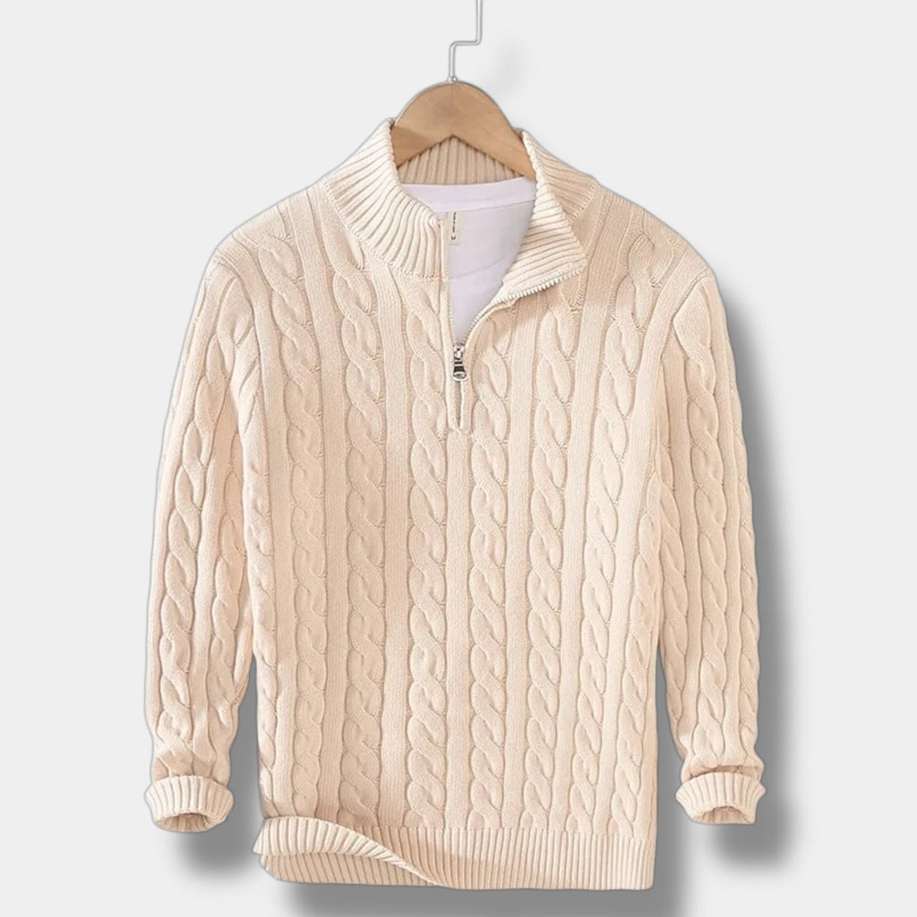 OLD MONEY Jacquard Mock Neck Sweater