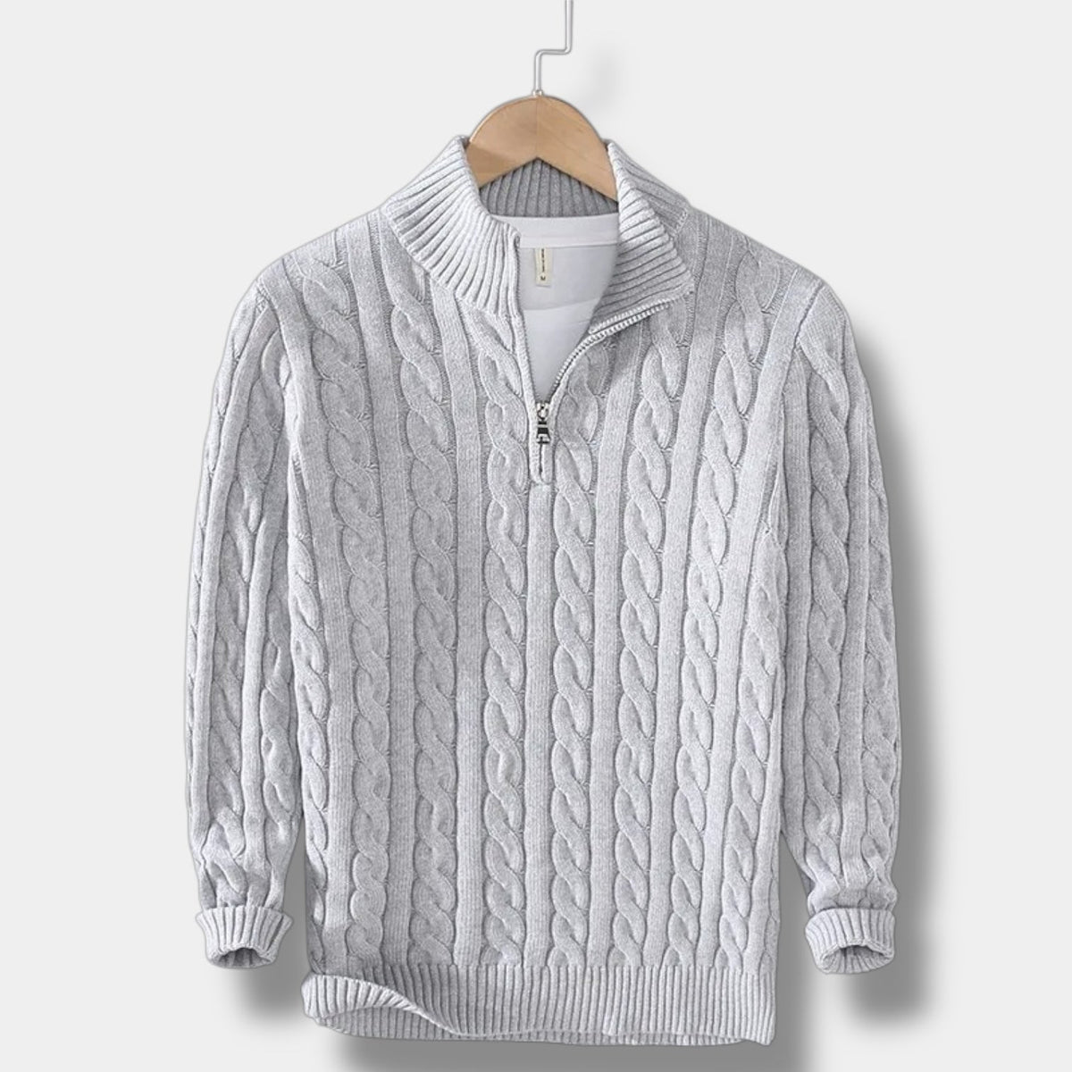 OLD MONEY Jacquard Mock Neck Sweater