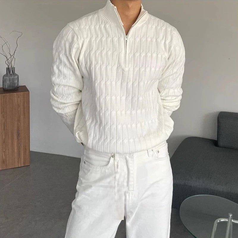 OLD MONEY Zipped Jacquard Sweater