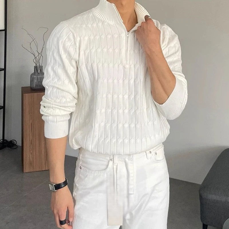 OLD MONEY Zipped Jacquard Sweater
