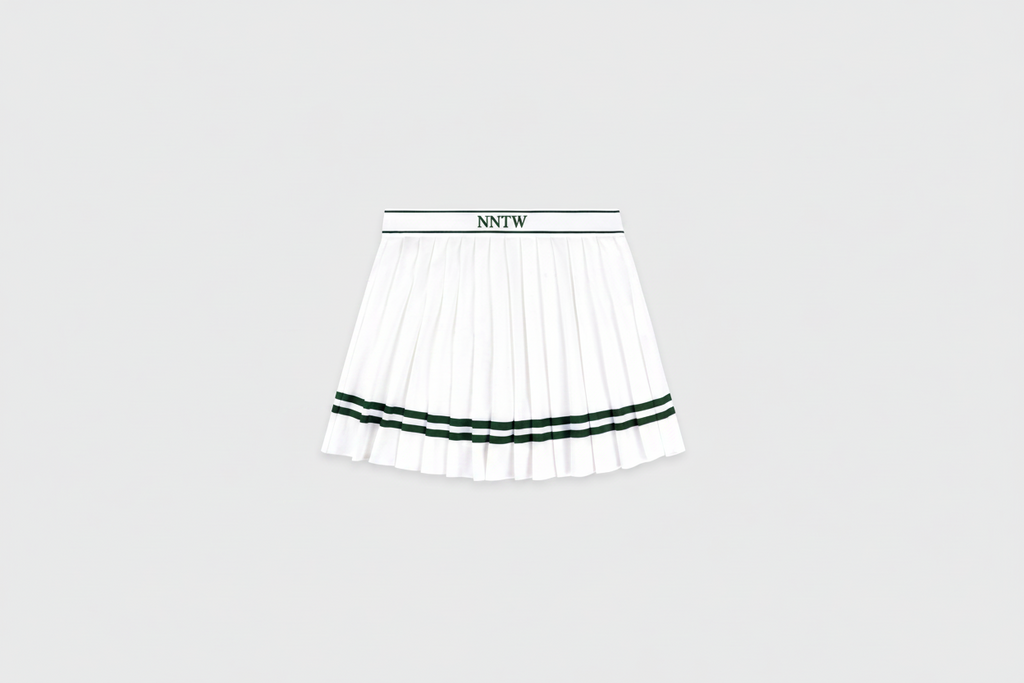 Serif Court Skirt - White/Forest
